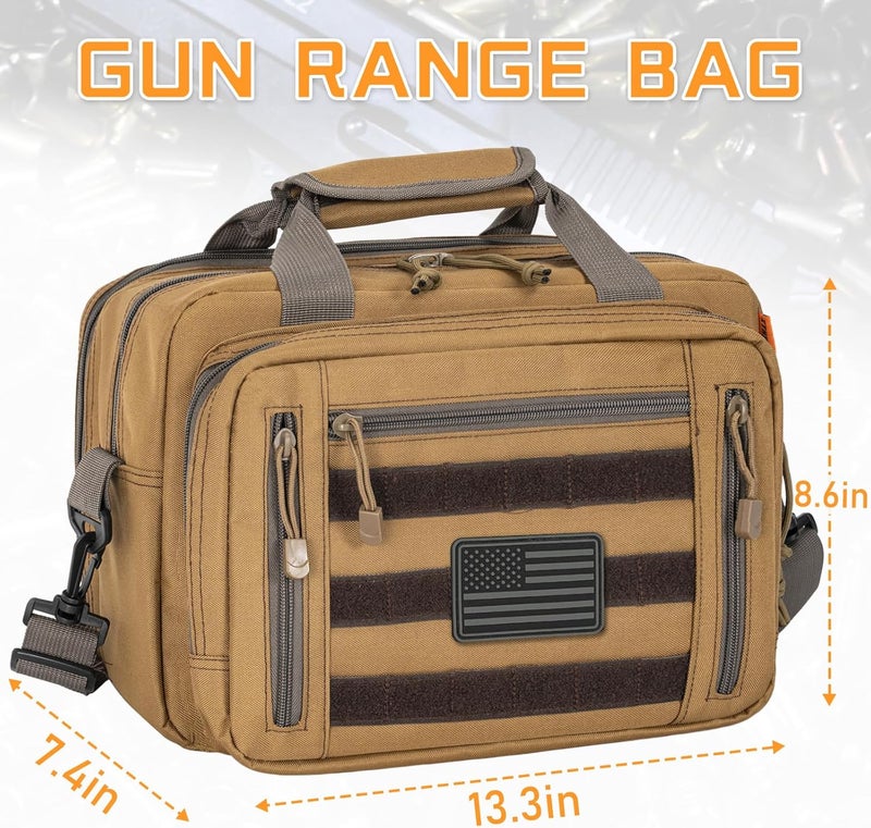 ITHWIU Pistol Case, Gun Range Bags For 2 Pistols 6 Magazines Carrying Shooting Bag with Lockable Zipper for Shooting Range Outdoor Hunting - Image 2